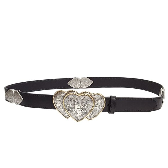 Genuine Leather Belt with Heart Buckle and matching conchos main image 4